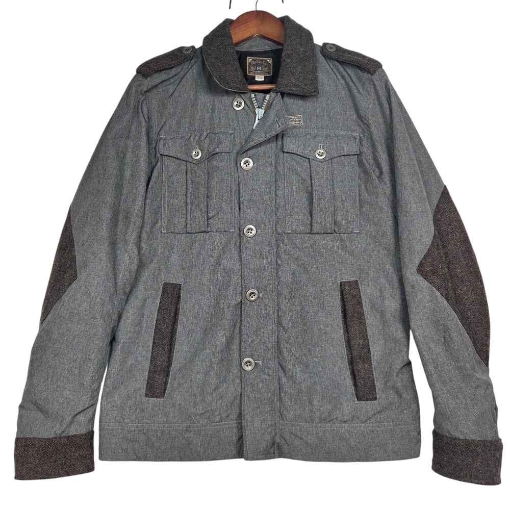 Diesel Co Field Jhupp Jacket Mens M Grey Wool Trim Workwear Utility Military